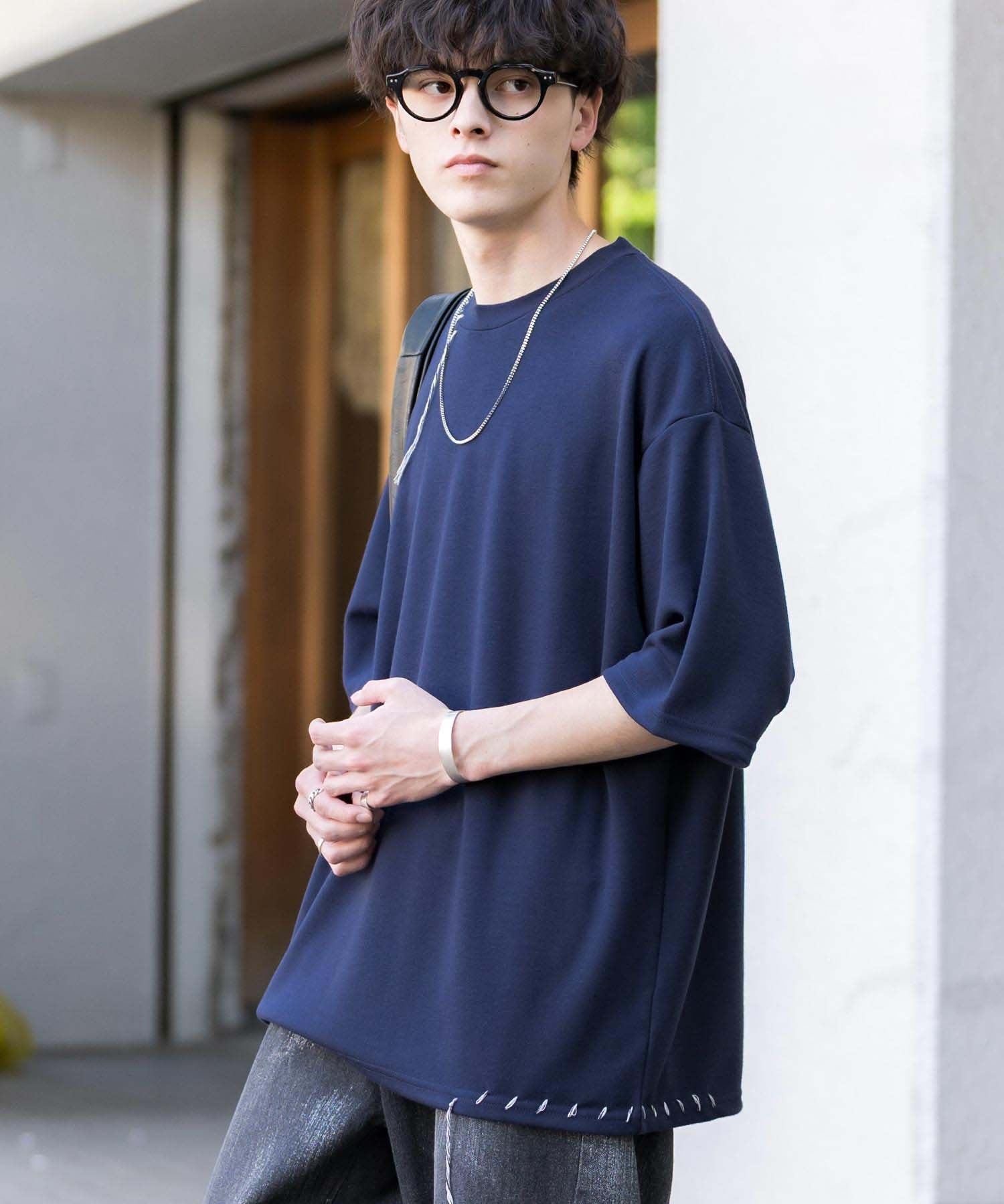 オーバーサイズ ハンドステッチ半袖Tシャツ