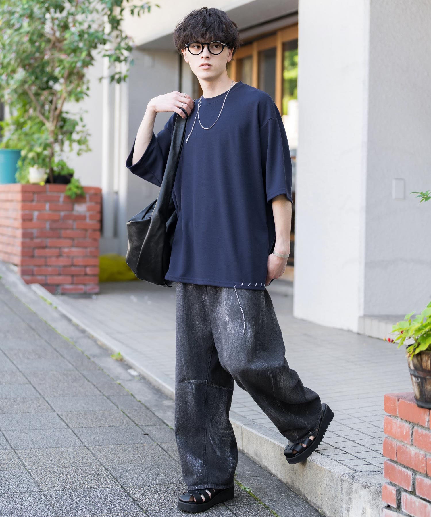 オーバーサイズ ハンドステッチ半袖Tシャツ