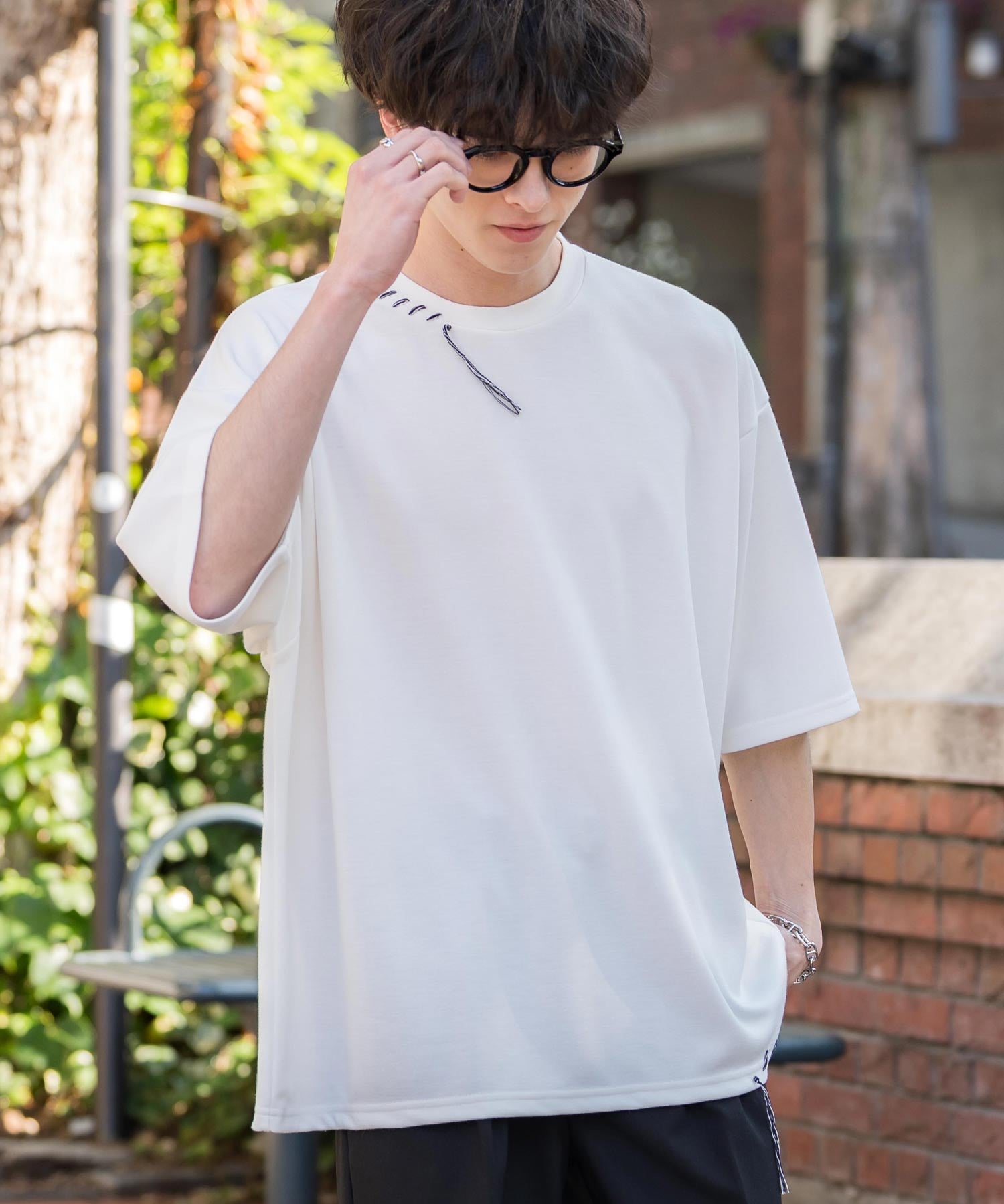 オーバーサイズ ハンドステッチ半袖Tシャツ
