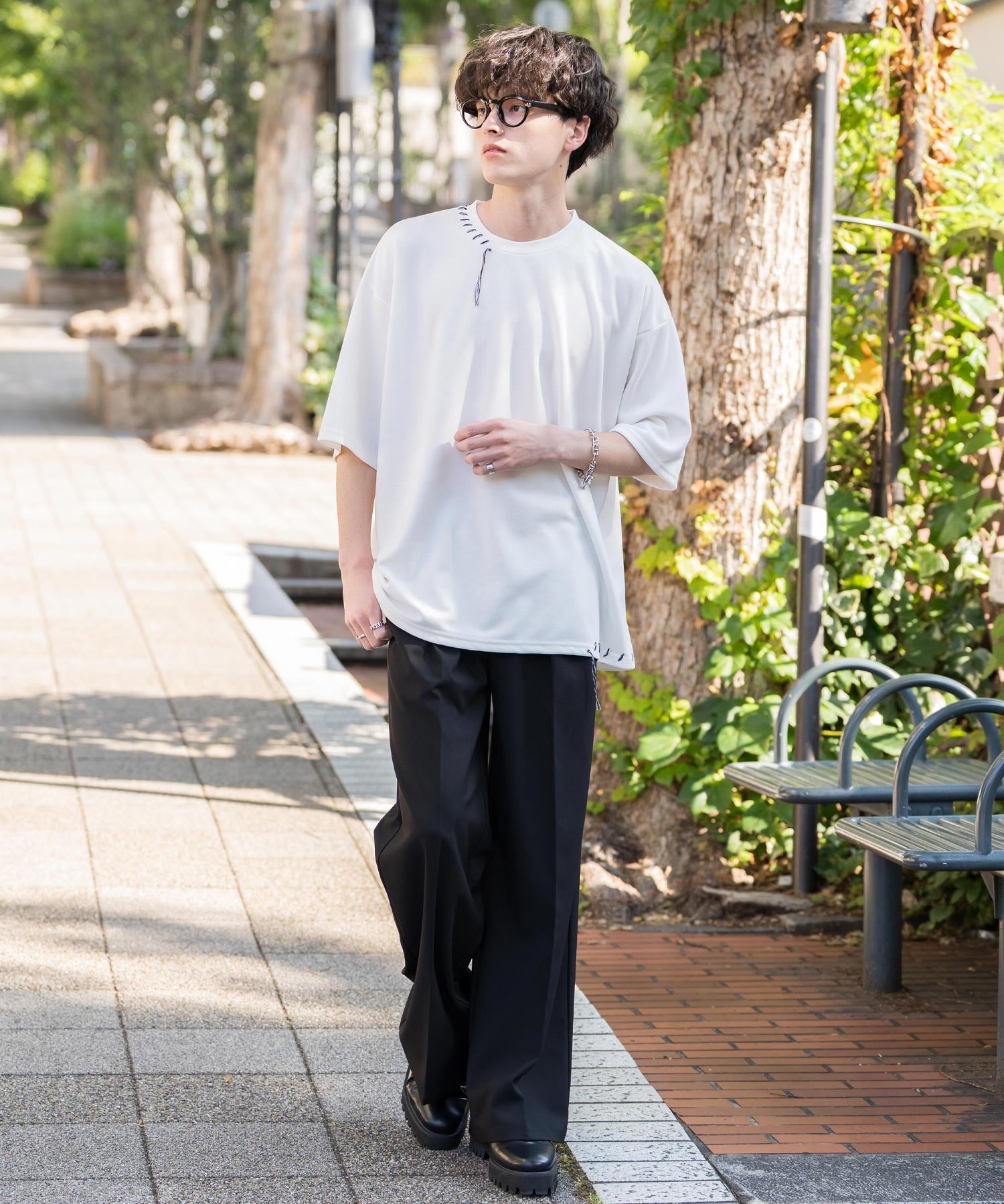 オーバーサイズ ハンドステッチ半袖Tシャツ