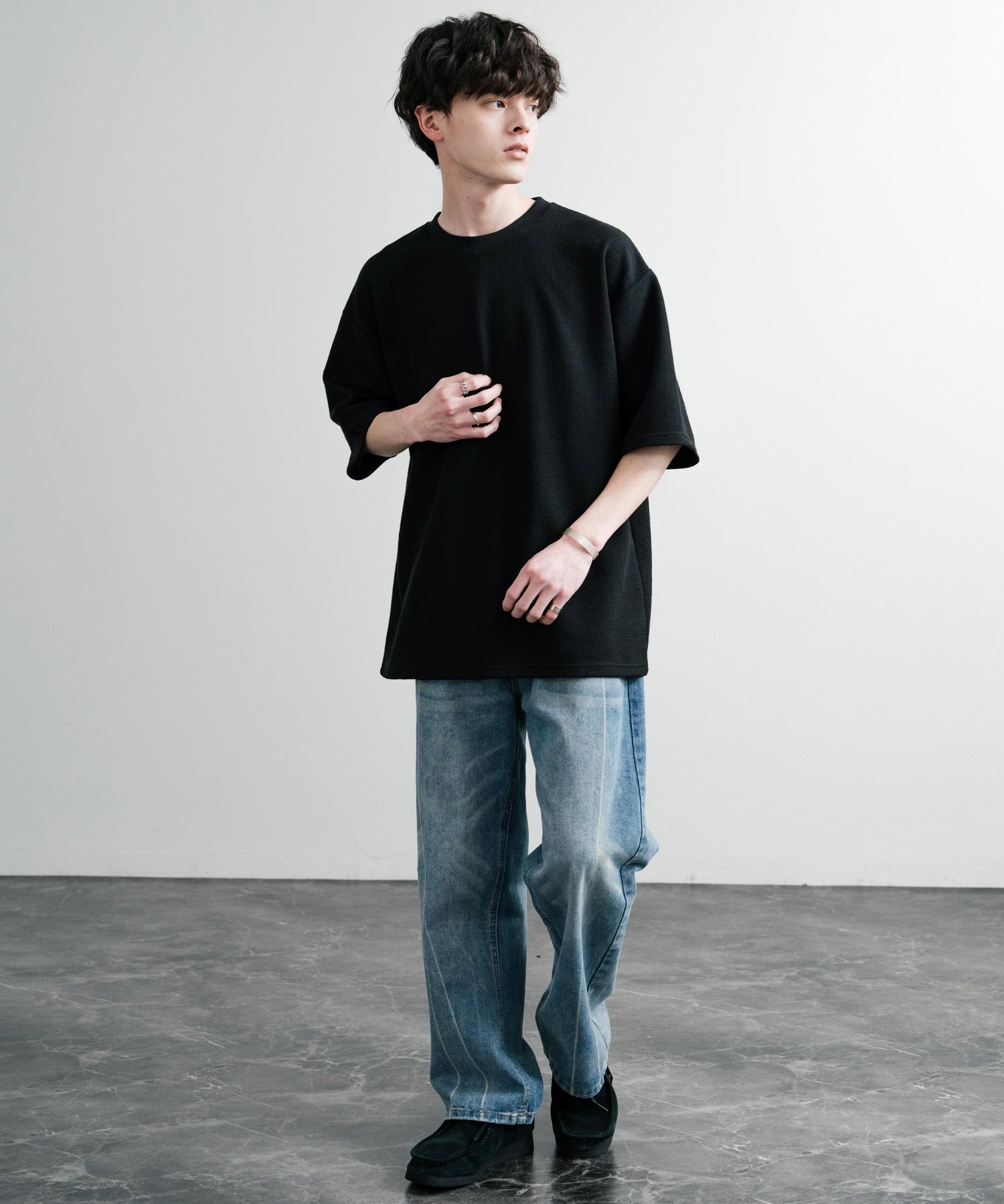 オーバーサイズ テックワッフルサーマル半袖Tシャツ