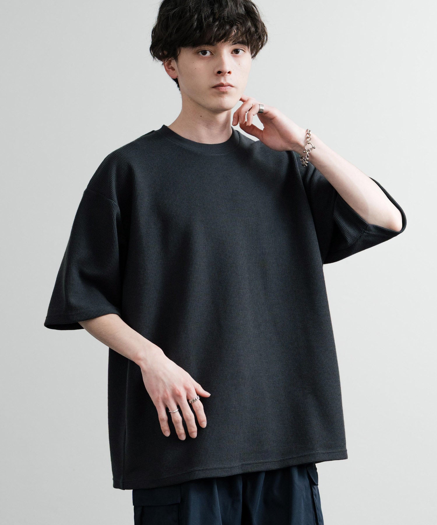 オーバーサイズ テックワッフルサーマル半袖Tシャツ