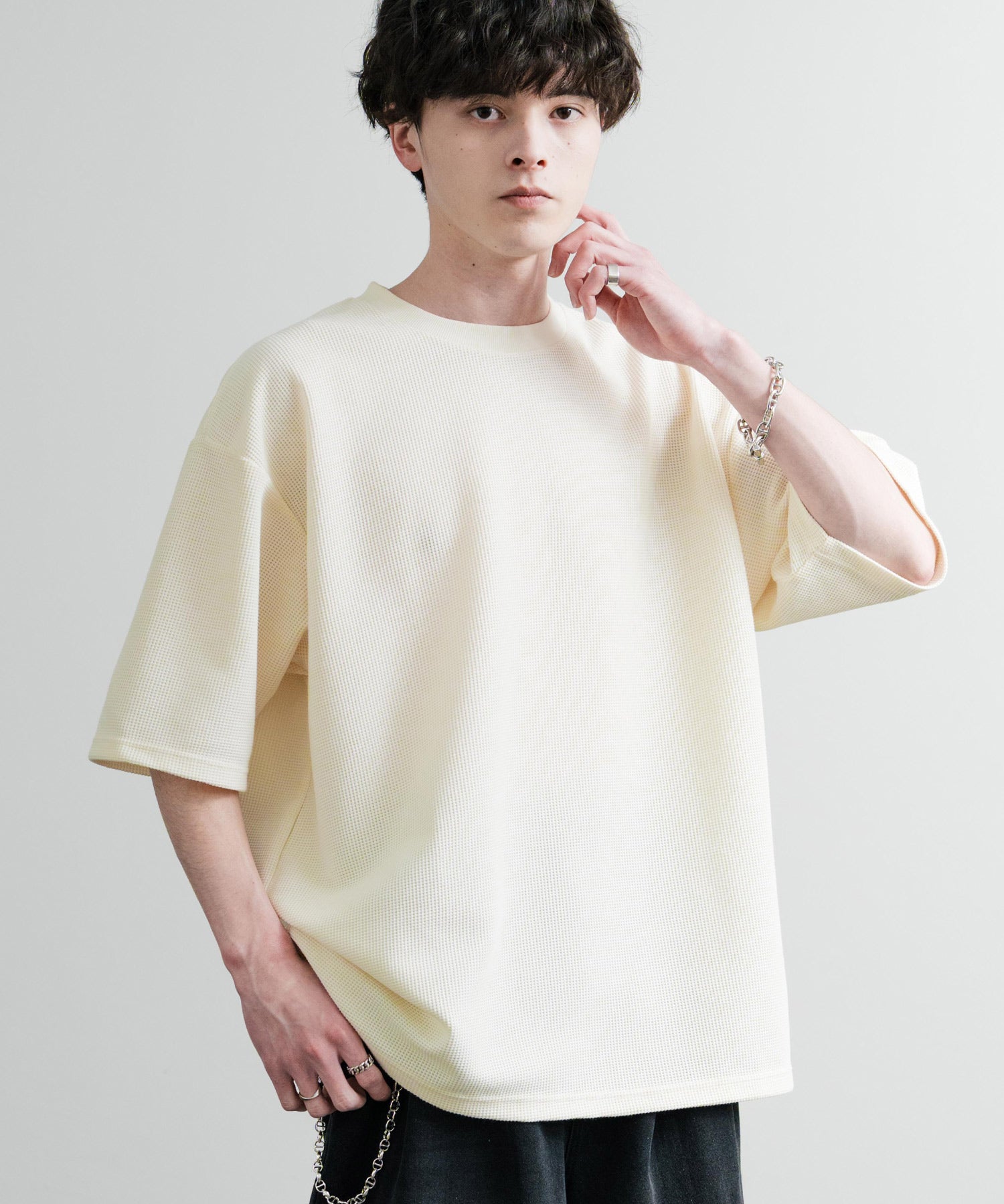 オーバーサイズ テックワッフルサーマル半袖Tシャツ