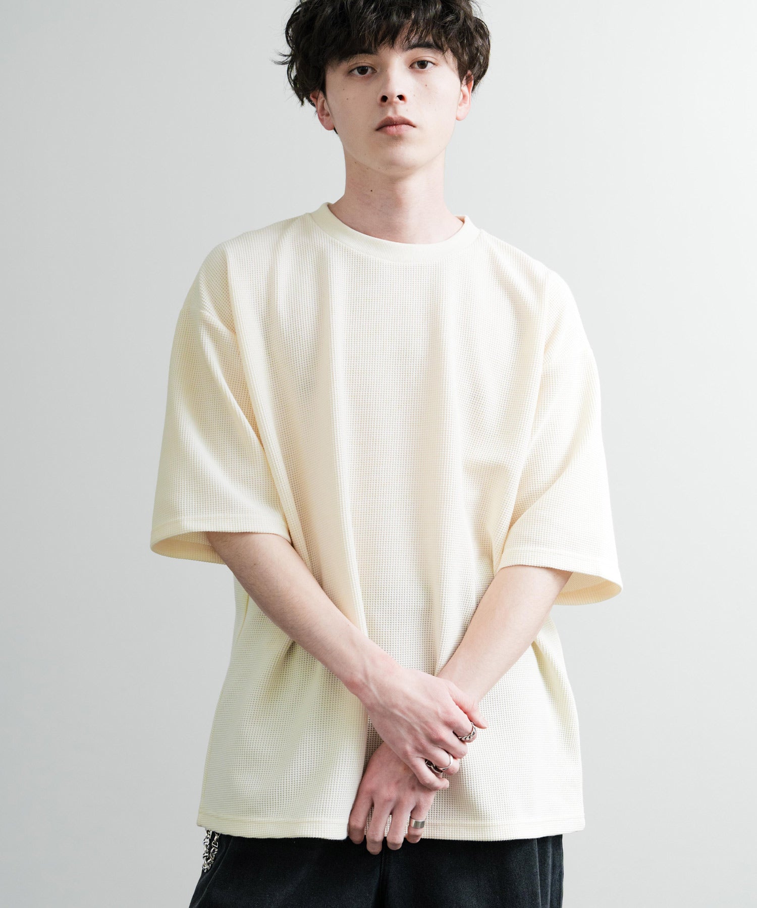 オーバーサイズ テックワッフルサーマル半袖Tシャツ