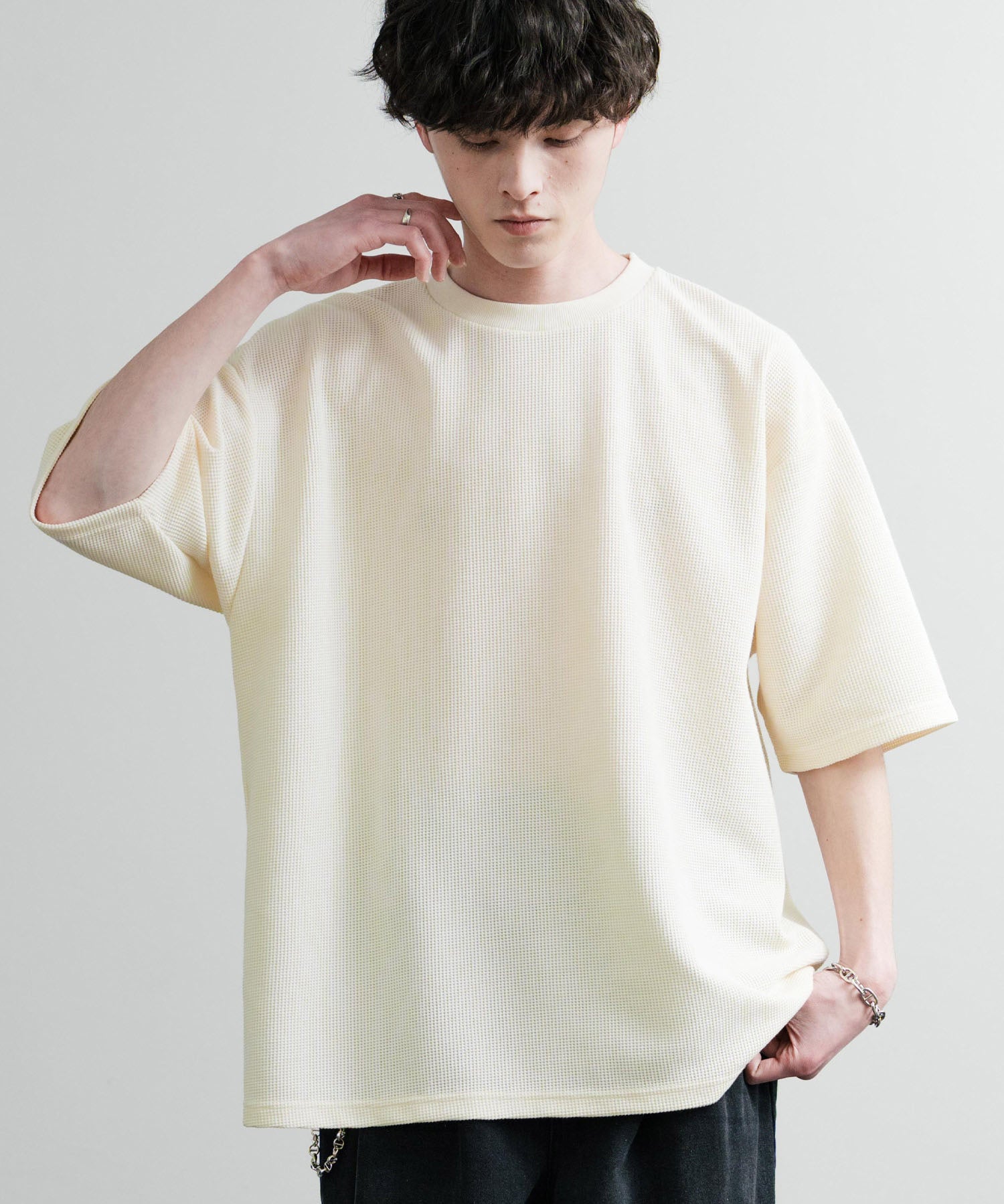 オーバーサイズ テックワッフルサーマル半袖Tシャツ