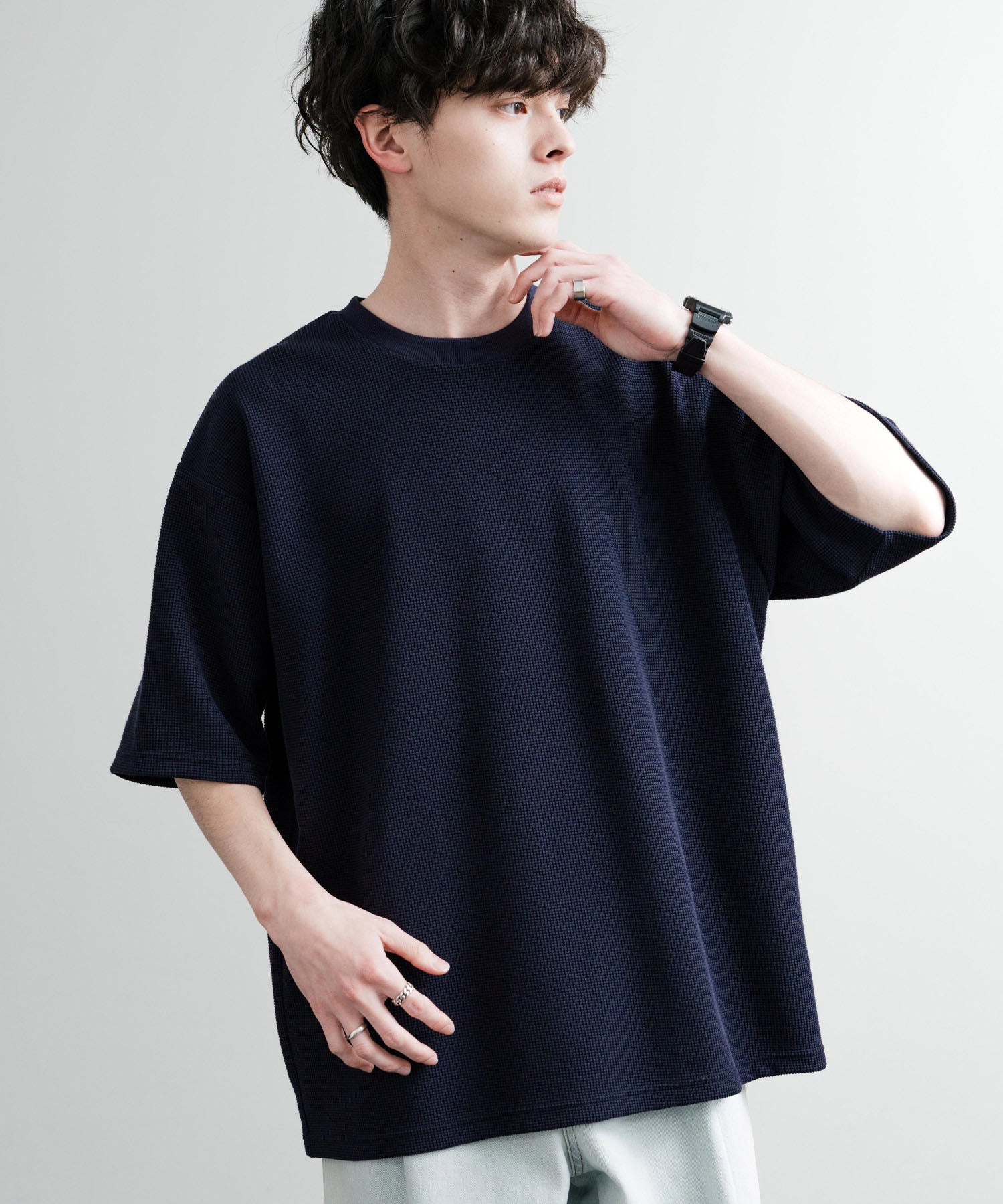 オーバーサイズ テックワッフルサーマル半袖Tシャツ