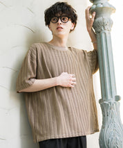 オーバーサイズ 透かし編みアンサンブル半袖Tシャツ