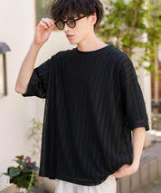 オーバーサイズ 透かし編みアンサンブル半袖Tシャツ