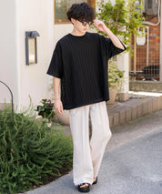オーバーサイズ 透かし編みアンサンブル半袖Tシャツ