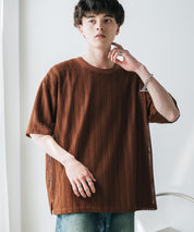 オーバーサイズ 透かし編みアンサンブル半袖Tシャツ