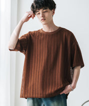 オーバーサイズ 透かし編みアンサンブル半袖Tシャツ
