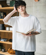 オーバーサイズ 透かし編みアンサンブル半袖Tシャツ