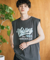 オーバーサイズ ピグメントライクグラフィックプリントノースリーブTシャツ