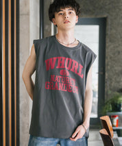 オーバーサイズ ピグメントライクグラフィックプリントノースリーブTシャツ