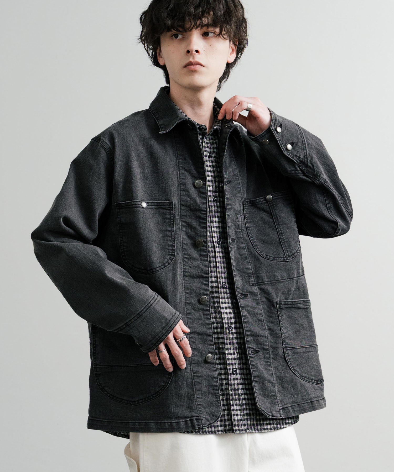 新色追加 Hanes ヘインズ ストレッチデニムカバーオール/デニムジャケット 14399