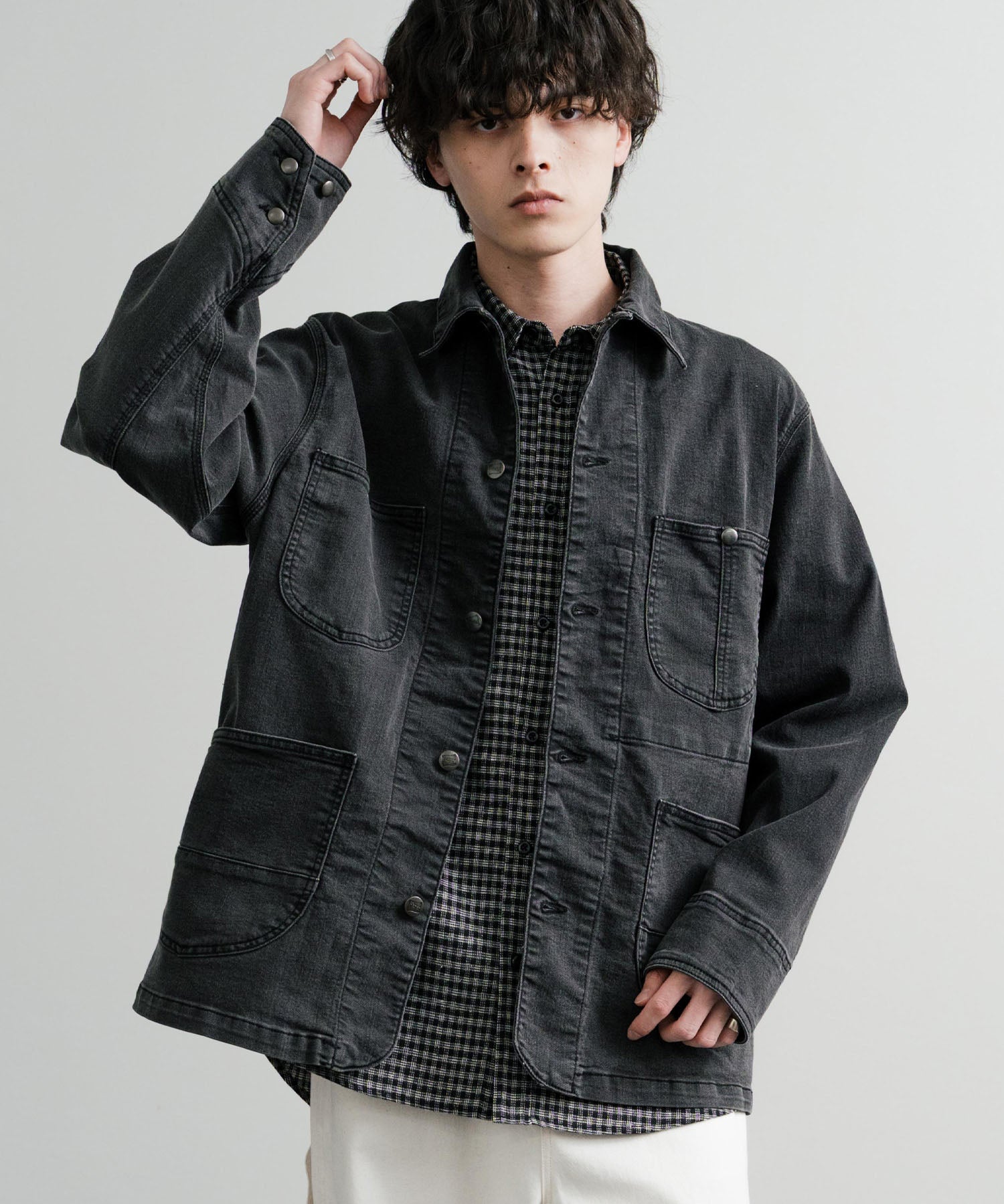 新色追加 Hanes ヘインズ ストレッチデニムカバーオール/デニムジャケット 14399