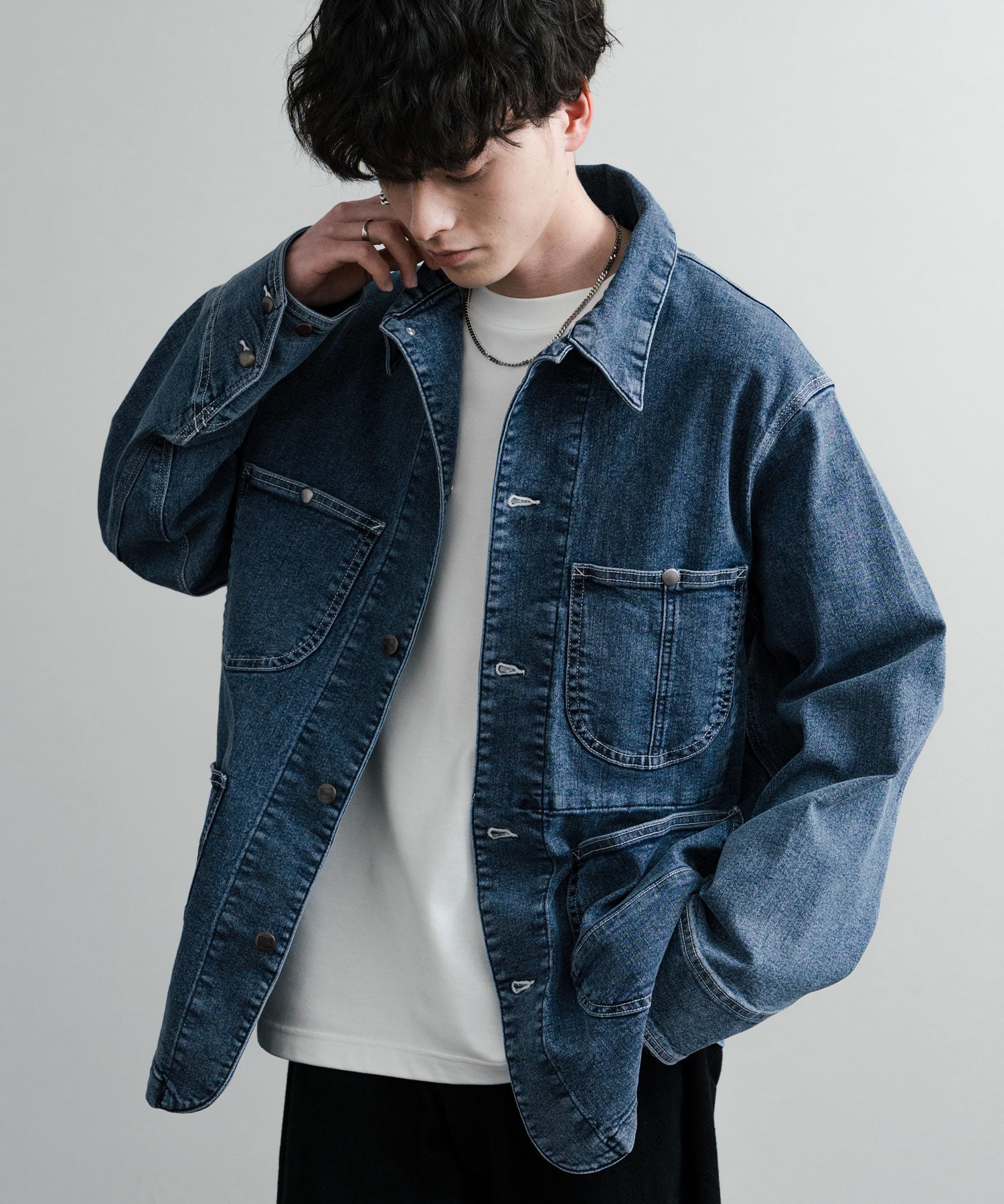 新色追加 Hanes ヘインズ ストレッチデニムカバーオール/デニムジャケット 14399