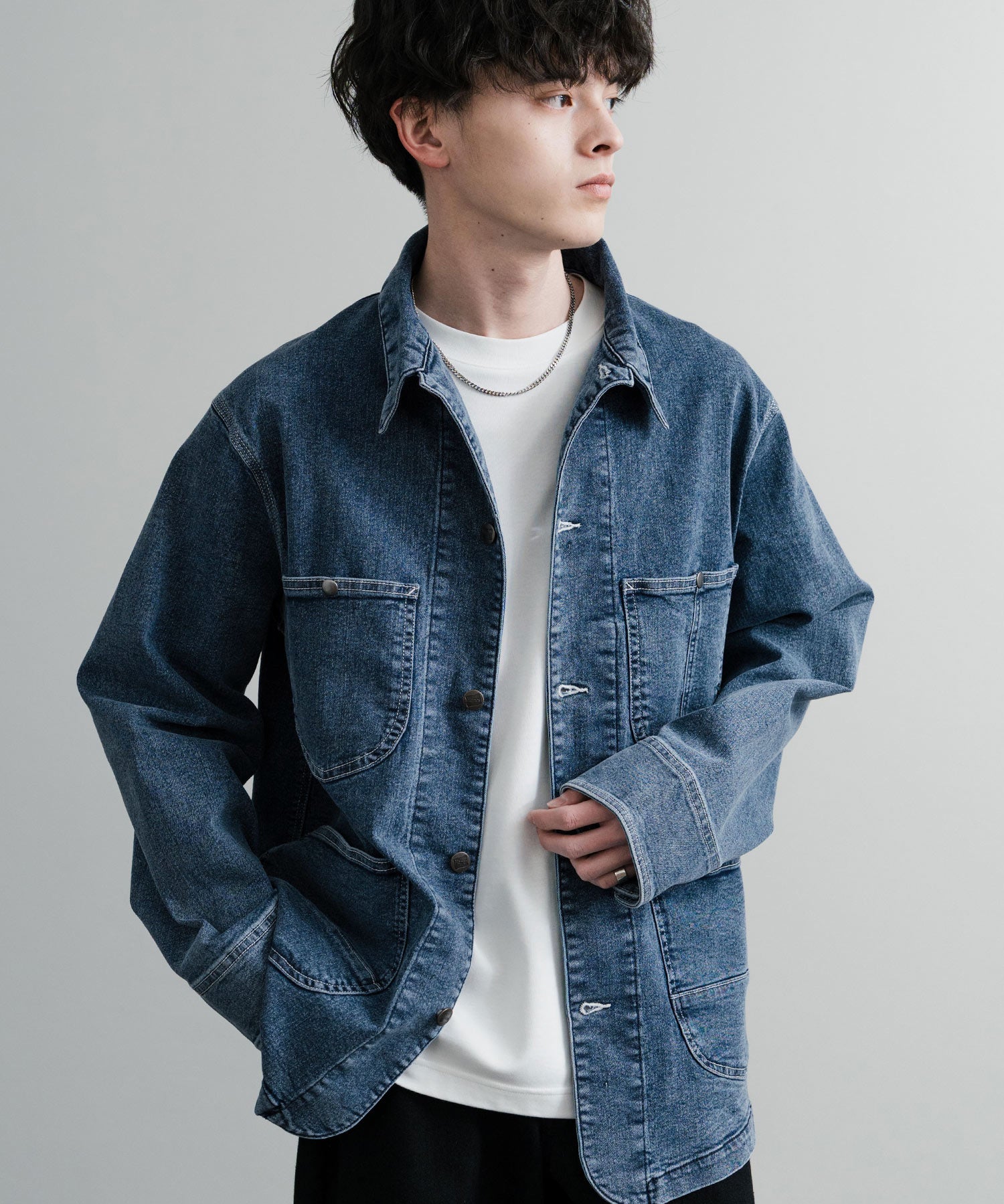 新色追加 Hanes ヘインズ ストレッチデニムカバーオール/デニムジャケット 14399