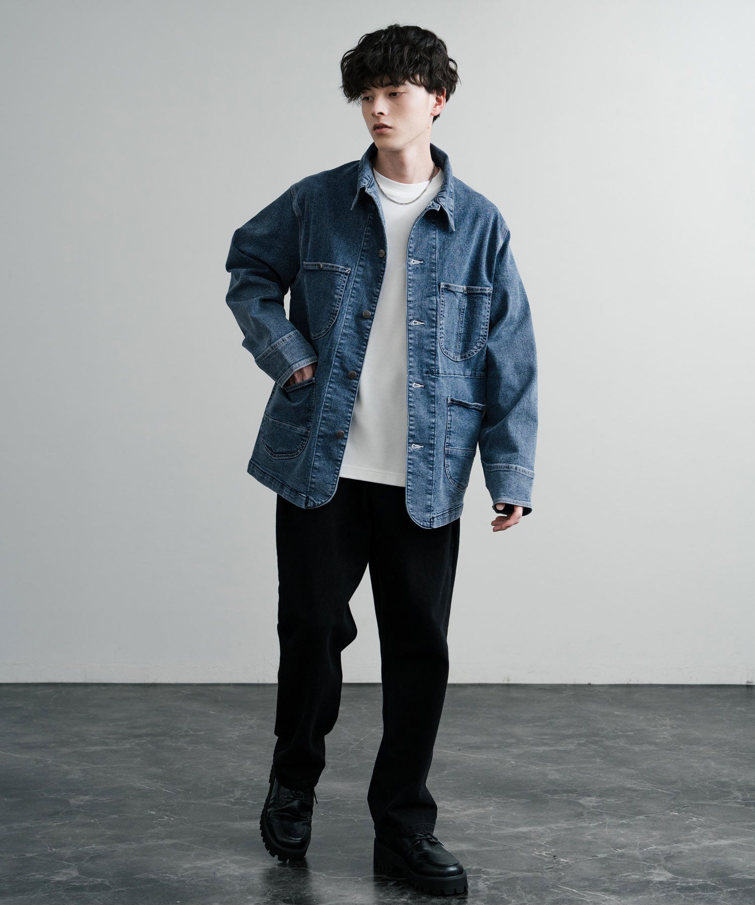 新色追加 Hanes ヘインズ ストレッチデニムカバーオール/デニムジャケット 14399