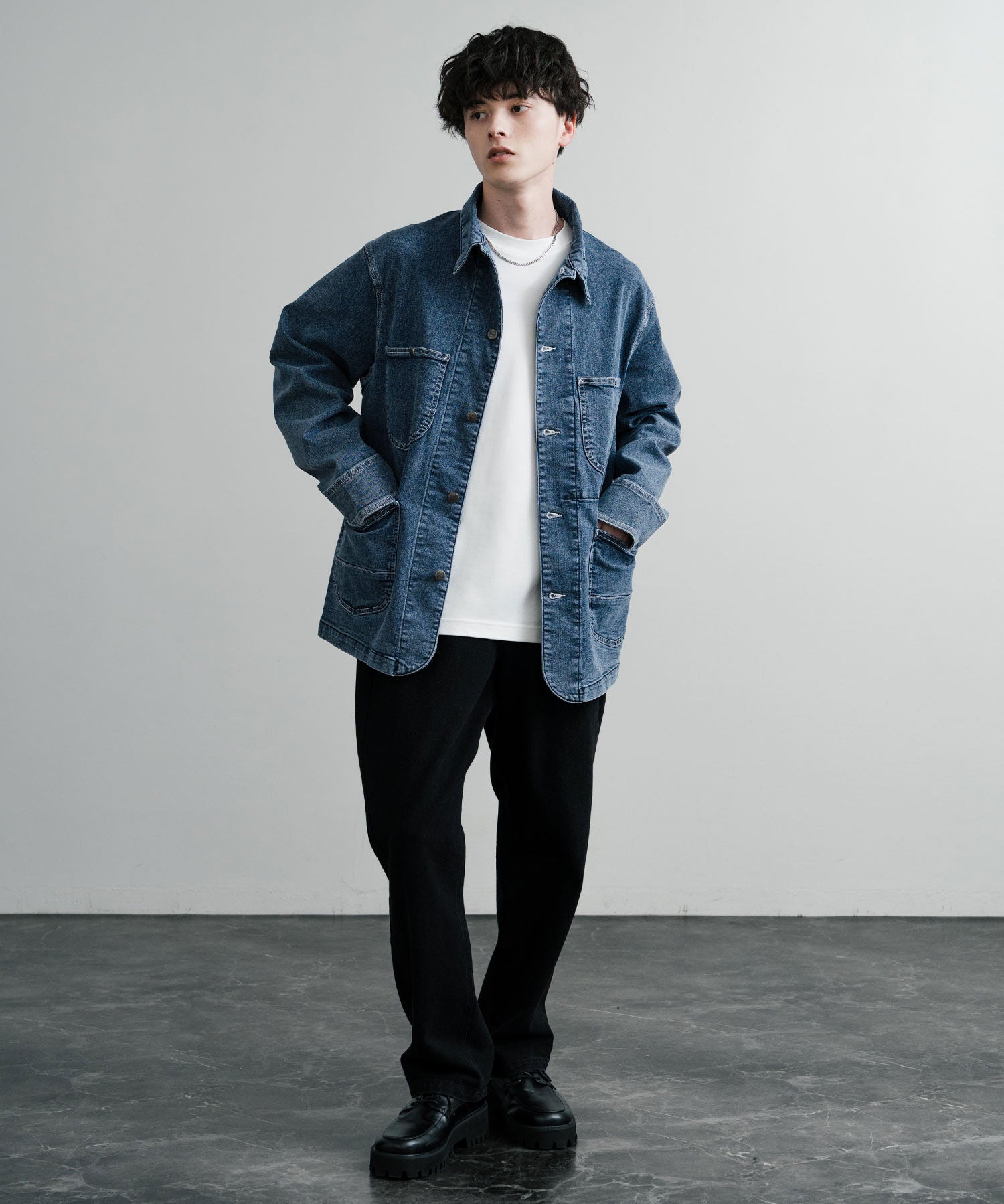 新色追加 Hanes ヘインズ ストレッチデニムカバーオール/デニムジャケット 14399
