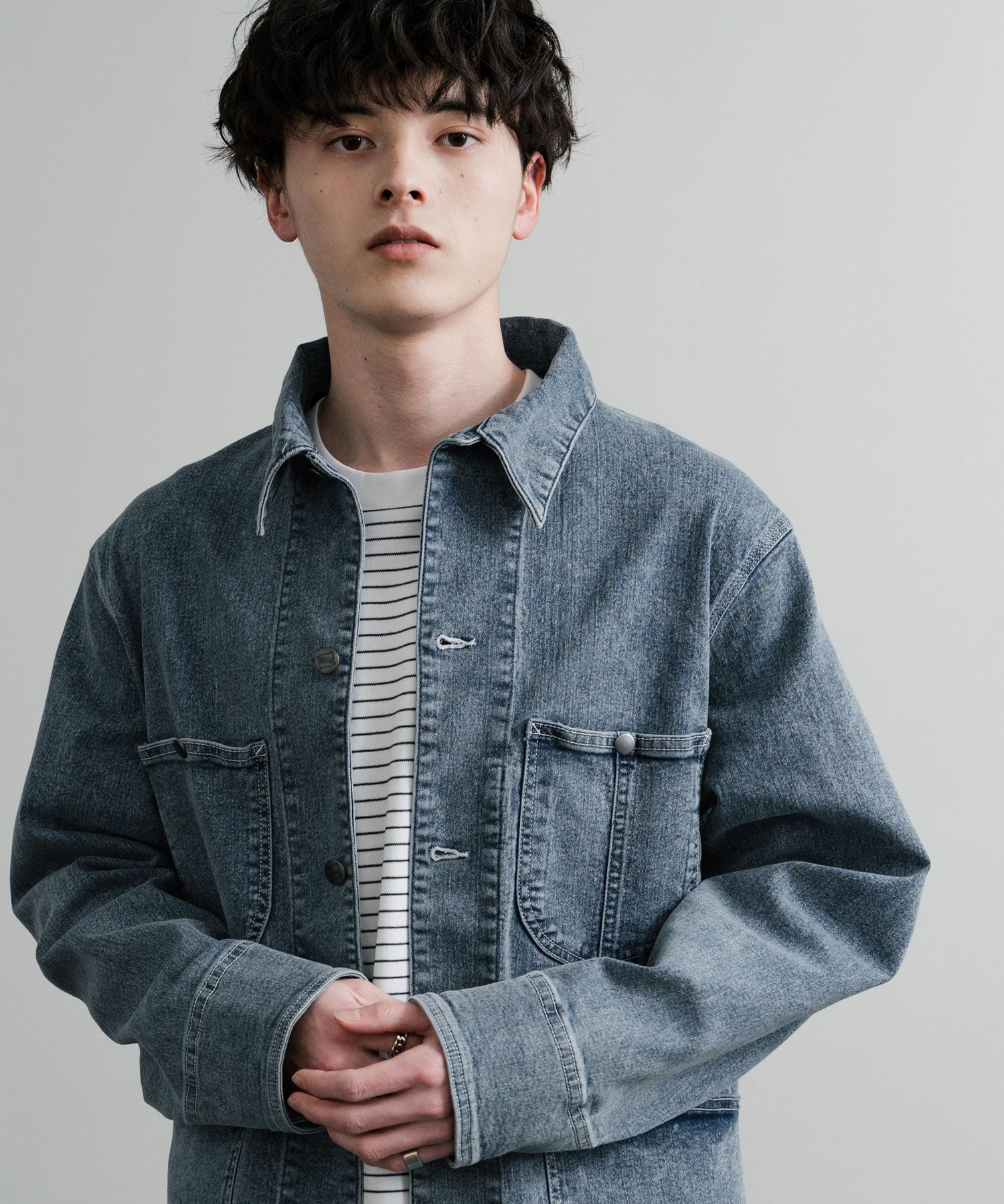 新色追加 Hanes ヘインズ ストレッチデニムカバーオール/デニムジャケット 14399