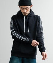 Champion チャンピオン オーバーサイズ袖ラインロゴ裏毛プルオーバーパーカー Mens Hooded Sweatshirt