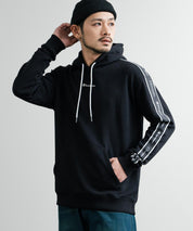 Champion チャンピオン オーバーサイズ袖ラインロゴ裏毛プルオーバーパーカー Mens Hooded Sweatshirt