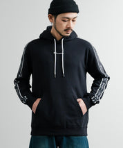 Champion チャンピオン オーバーサイズ袖ラインロゴ裏毛プルオーバーパーカー Mens Hooded Sweatshirt