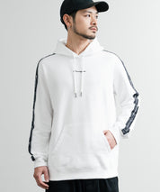 Champion チャンピオン オーバーサイズ袖ラインロゴ裏毛プルオーバーパーカー Mens Hooded Sweatshirt
