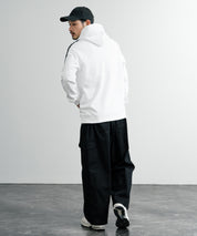 Champion チャンピオン オーバーサイズ袖ラインロゴ裏毛プルオーバーパーカー Mens Hooded Sweatshirt
