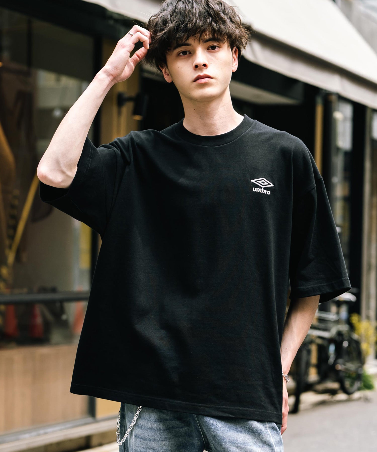 UMBRO アンブロ 別注コラボ オーバーサイズワンポイントロゴ刺繍クルーネック半袖Tシャツ
