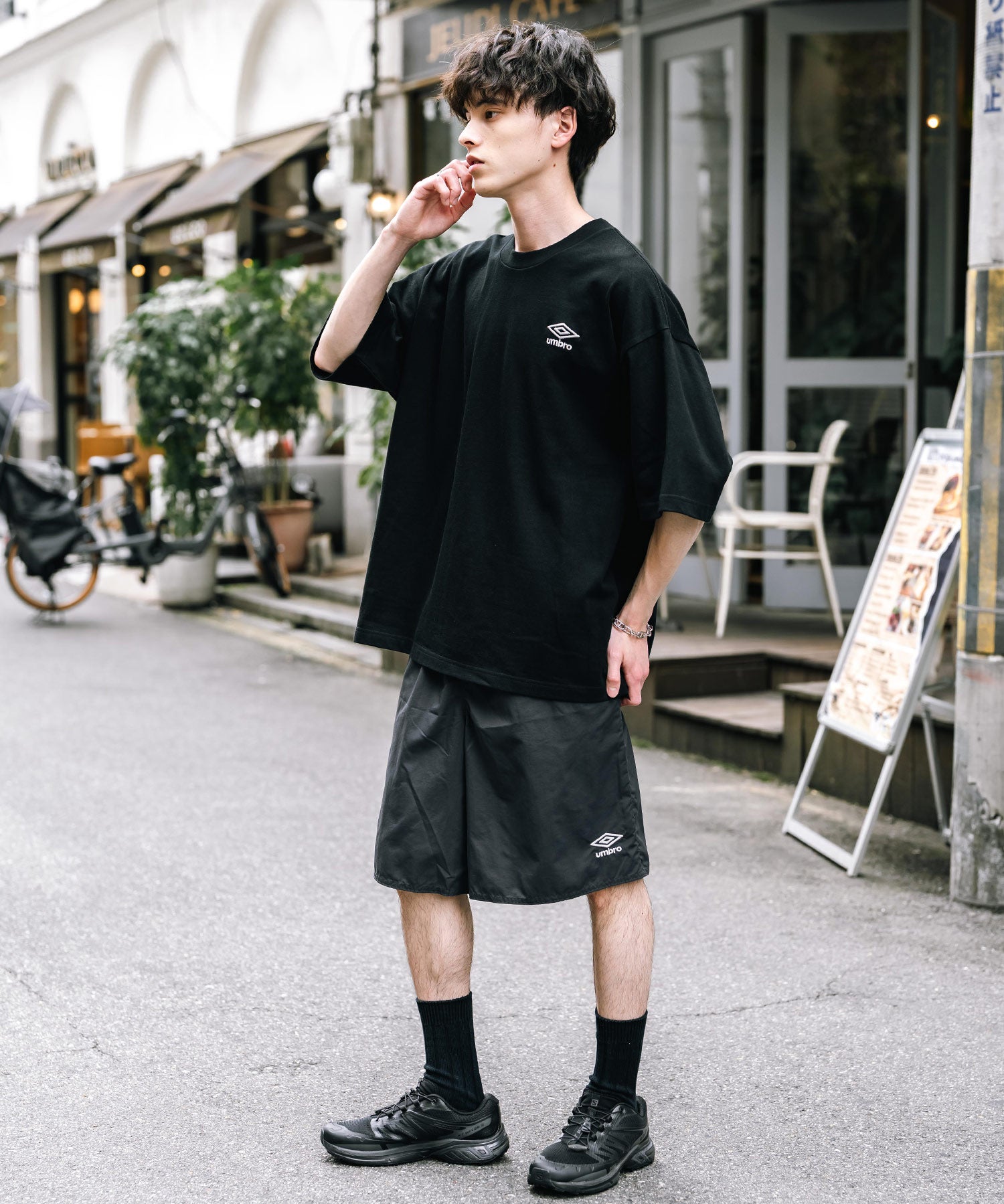 UMBRO アンブロ 別注コラボ オーバーサイズワンポイントロゴ刺繍クルーネック半袖Tシャツ