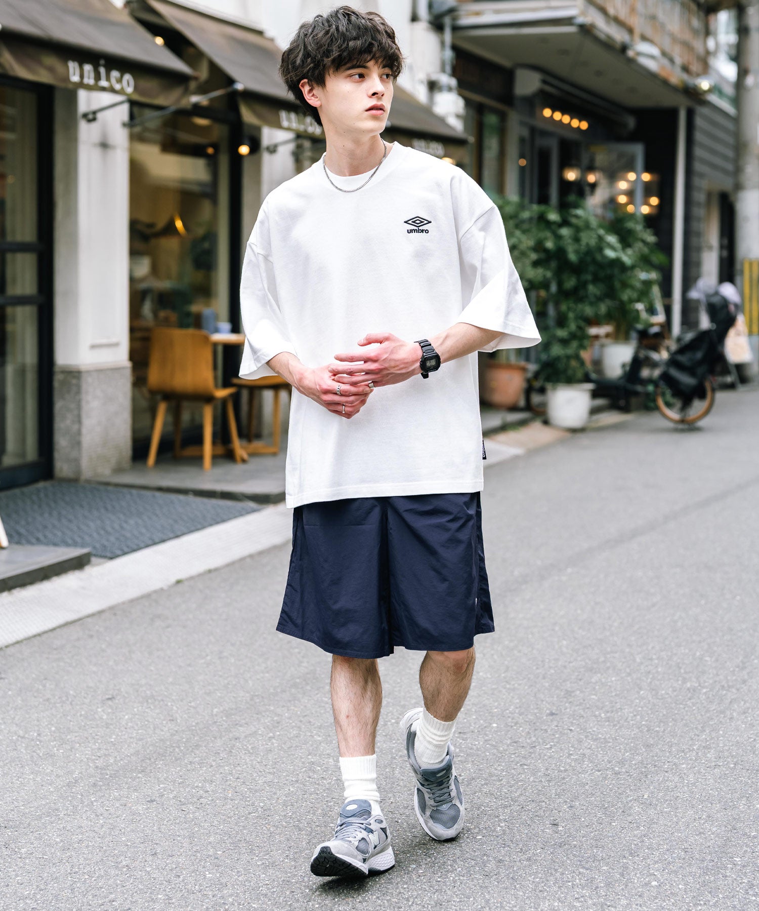 UMBRO アンブロ 別注コラボ オーバーサイズワンポイントロゴ刺繍クルーネック半袖Tシャツ