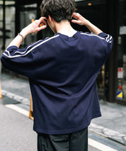 UMBRO アンブロ 別注コラボ オーバーサイズサイドライントラックワンポイントロゴ刺繍クルーネック半袖Tシャツ