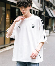 UMBRO アンブロ 別注コラボ オーバーサイズサイドライントラックワンポイントロゴ刺繍クルーネック半袖Tシャツ