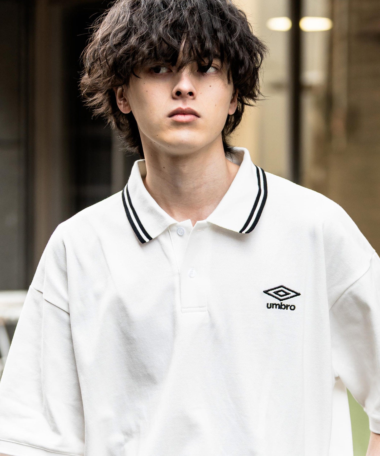 新色追加 UMBRO アンブロ 別注コラボ オーバーサイズ鹿の子ワンポイントロゴ刺繍半袖ポロシャツ 14471