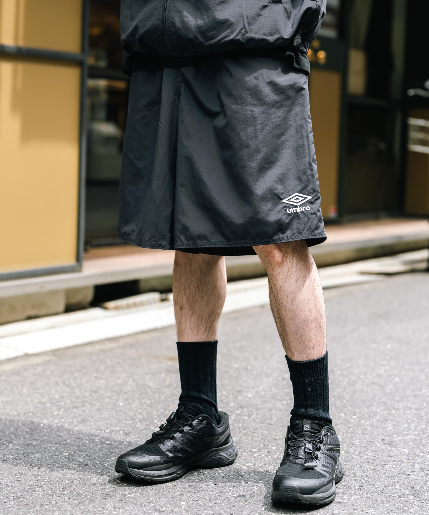 UMBRO アンブロ 別注コラボ ワンポイントロゴ刺繍ナイロンショートパンツ/ハーフパンツ セットアップ可能
