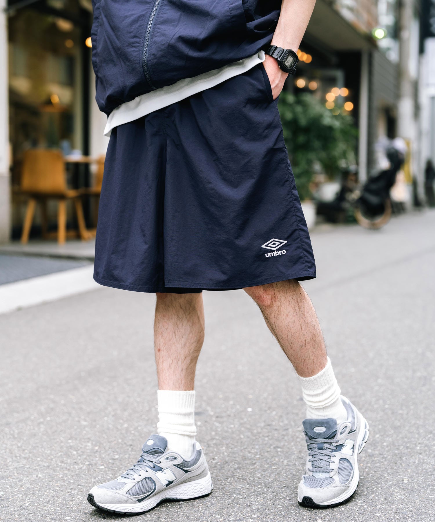 UMBRO アンブロ 別注コラボ ワンポイントロゴ刺繍ナイロンショート