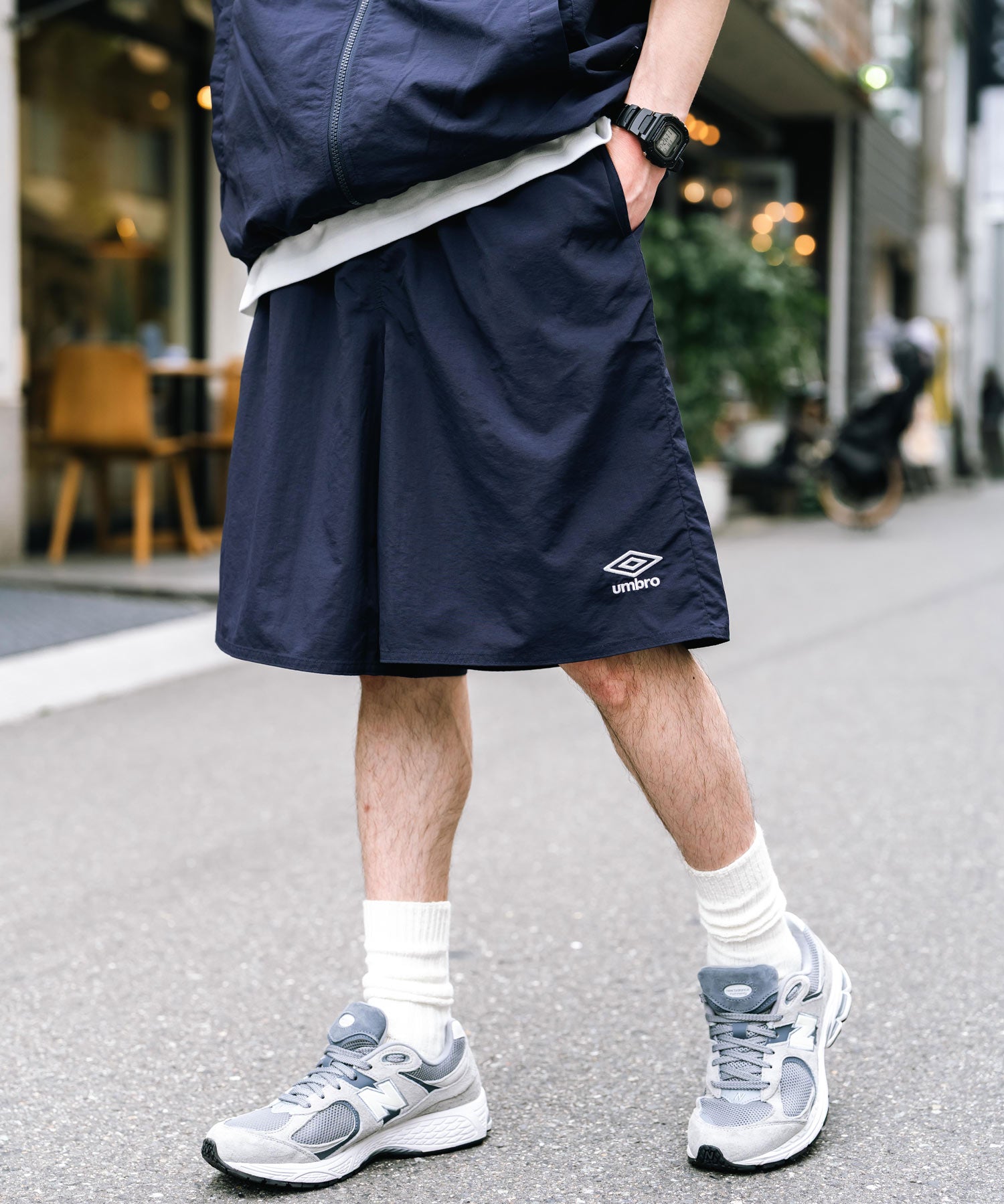 UMBRO アンブロ 別注コラボ ワンポイントロゴ刺繍ナイロンショートパンツ/ハーフパンツ セットアップ可能