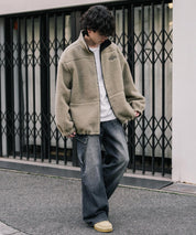 新色追加 2Wayリバーシブル 両A面オーバーサイズワンポイントサークルロゴ刺繍スタンドネックボアブルゾン 14527