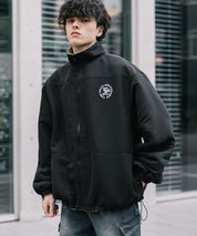 新色追加 2Wayリバーシブル 両A面オーバーサイズワンポイントサークルロゴ刺繍スタンドネックボアブルゾン 14527