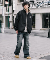 新色追加 2Wayリバーシブル 両A面オーバーサイズワンポイントサークルロゴ刺繍スタンドネックボアブルゾン 14527