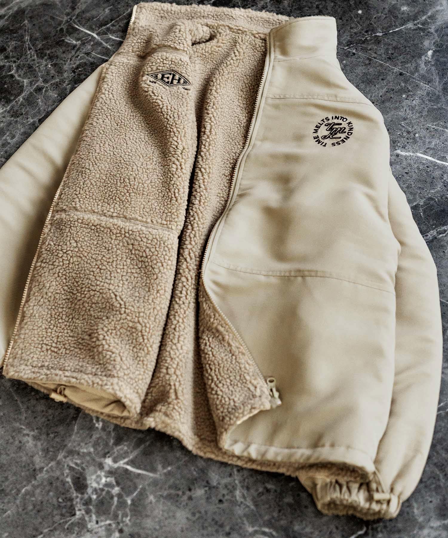 新色追加 2Wayリバーシブル 両A面オーバーサイズワンポイントサークルロゴ刺繍スタンドネックボアブルゾン 14527