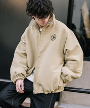 新色追加 2Wayリバーシブル 両A面オーバーサイズワンポイントサークルロゴ刺繍スタンドネックボアブルゾン 14527