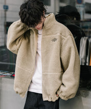 新色追加 2Wayリバーシブル 両A面オーバーサイズワンポイントサークルロゴ刺繍スタンドネックボアブルゾン 14527