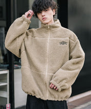 新色追加 2Wayリバーシブル 両A面オーバーサイズワンポイントサークルロゴ刺繍スタンドネックボアブルゾン 14527