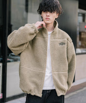 新色追加 2Wayリバーシブル 両A面オーバーサイズワンポイントサークルロゴ刺繍スタンドネックボアブルゾン 14527