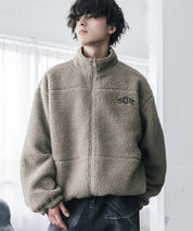 新色追加 2Wayリバーシブル 両A面オーバーサイズワンポイントサークルロゴ刺繍スタンドネックボアブルゾン 14527