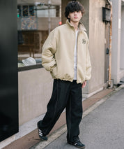 新色追加 2Wayリバーシブル 両A面オーバーサイズワンポイントサークルロゴ刺繍スタンドネックボアブルゾン 14527