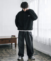 新色追加 2Wayリバーシブル 両A面オーバーサイズワンポイントサークルロゴ刺繍スタンドネックボアブルゾン 14527